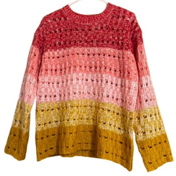 Isela Women’s Vibrant Multi Eyelet Sweater Sz-M - Picture 1 of 6